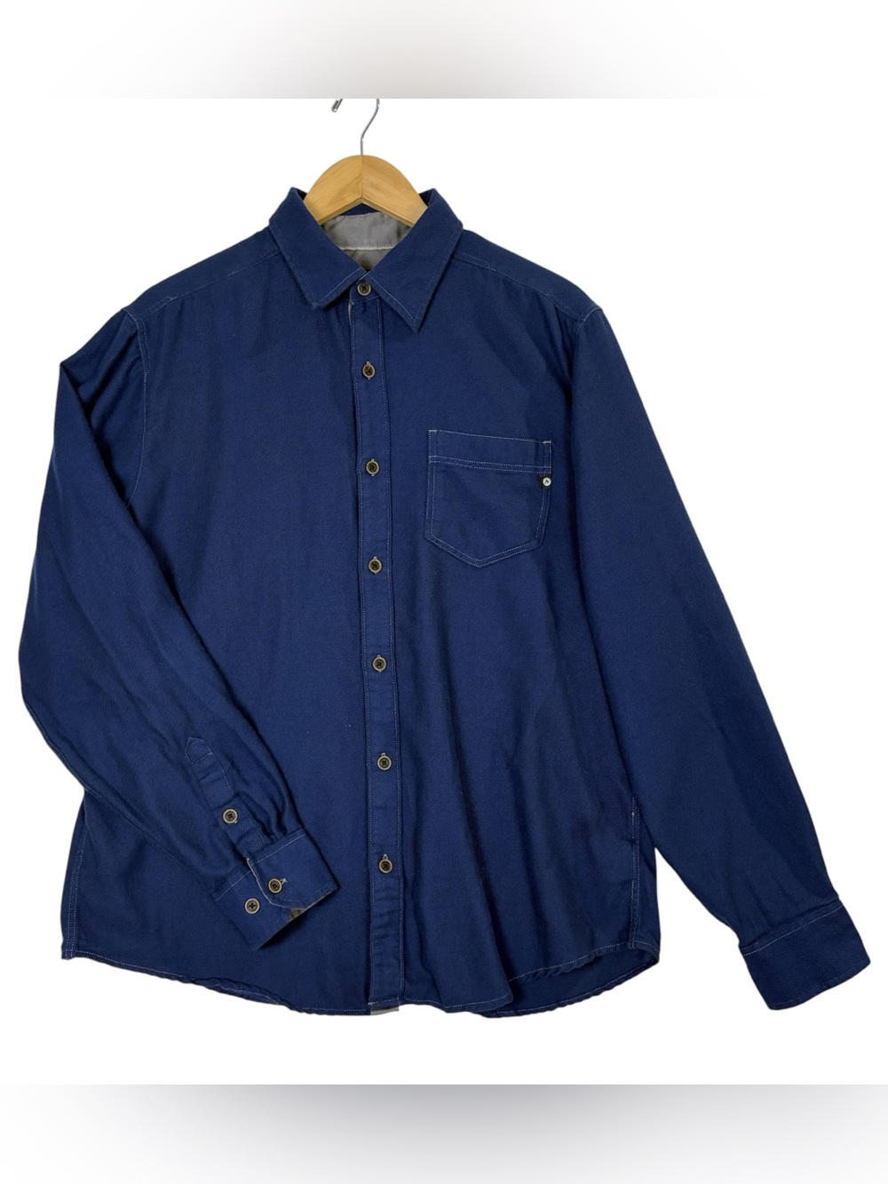 Marmot Fairfax Lightweight Flannel Shirt Mens Large Navy Blue Button Up Casual